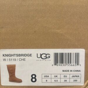 UGG Women's Knightsbridge Tall Chestnut Boots Zip Back Size 8